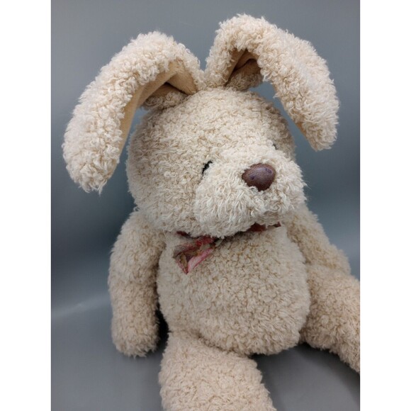 Vtg Tan Curly Fur Bunny Rabbit Plush Padded Paws Stuffed Animal Comfort Toy - Picture 4 of 9
